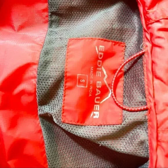 Eddie Bauer red orange windbreaker coat jacket small hood hooded front zip EUC - Picture 3 of 16